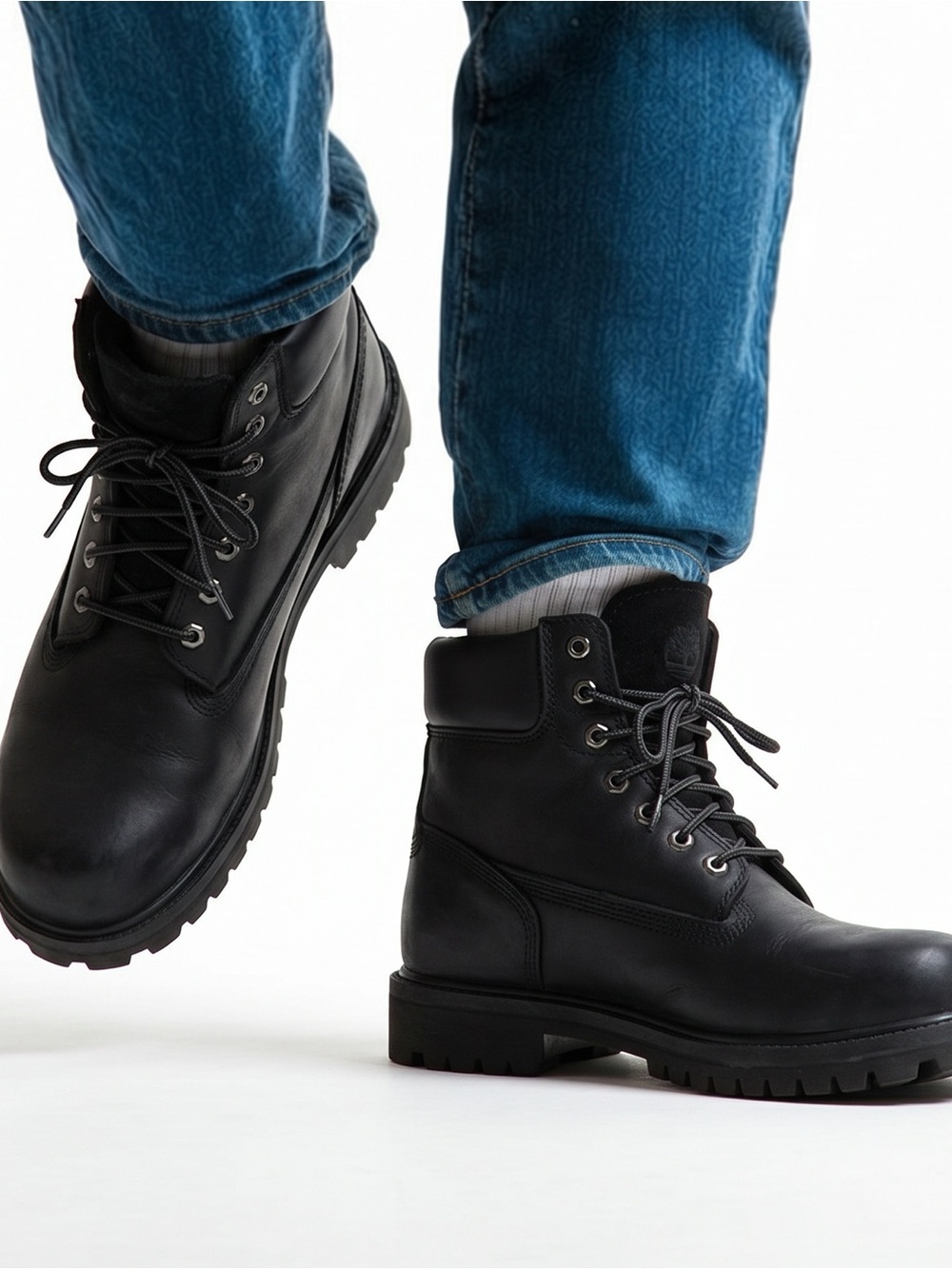 Timberland Men's Black Leather Lace-Up Ankle Work Boots sz 9.5